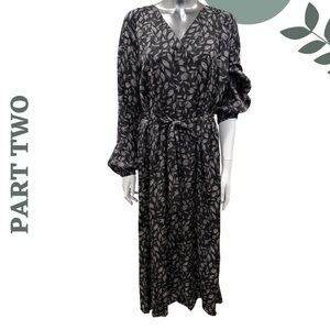 Part Two Black & Cream Leaf Print Maxi Dress (Size 36 / US 6-8